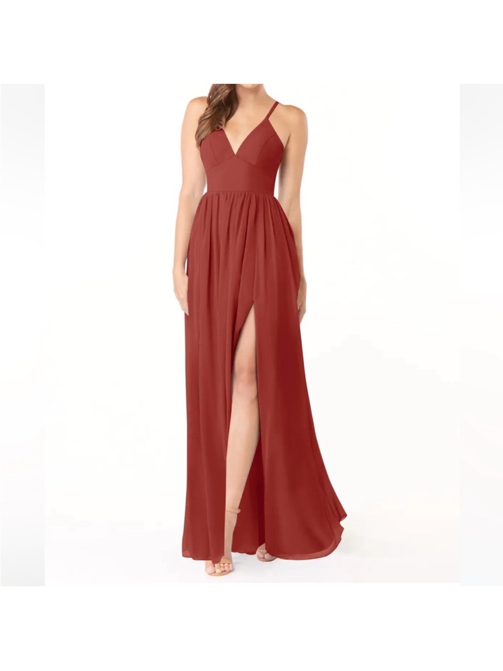 Azazie Burgundy Floor-Length Wedding Dress